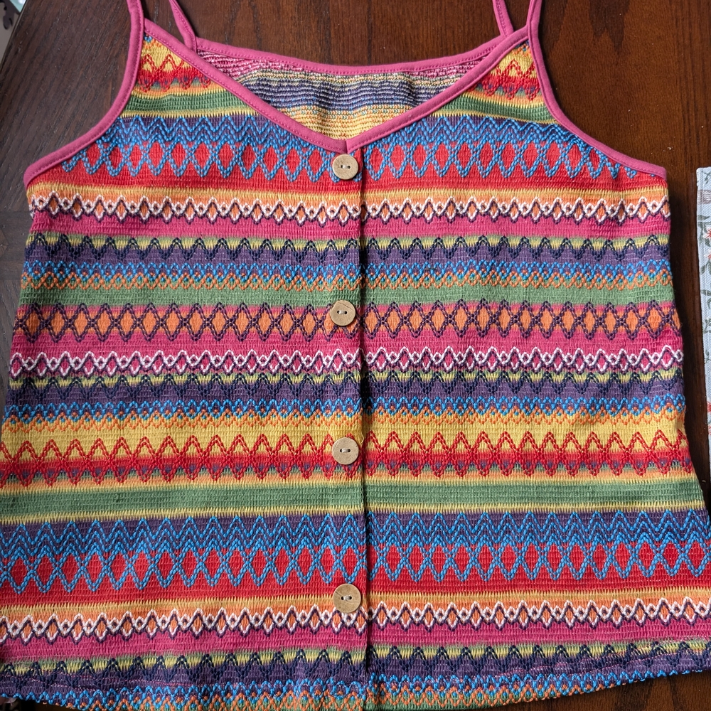 Colorful Striped Button-Up Tank Top